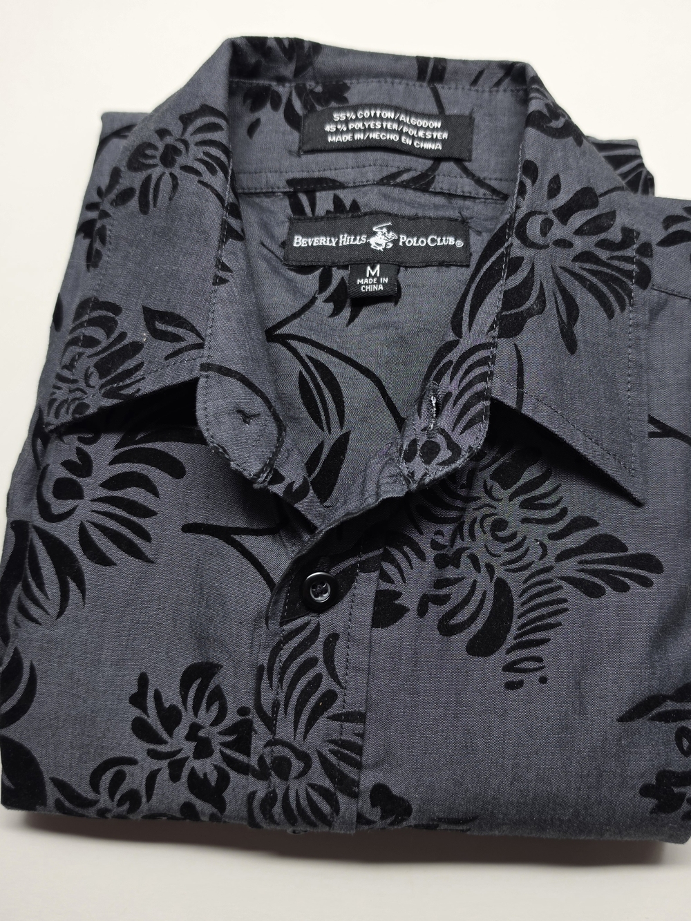 Beverly Hills Polo Club Gray Floral-Print Men’s Shirt